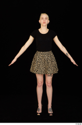 Whole Body Woman White Shirt Skirt Average Standing Studio photo references